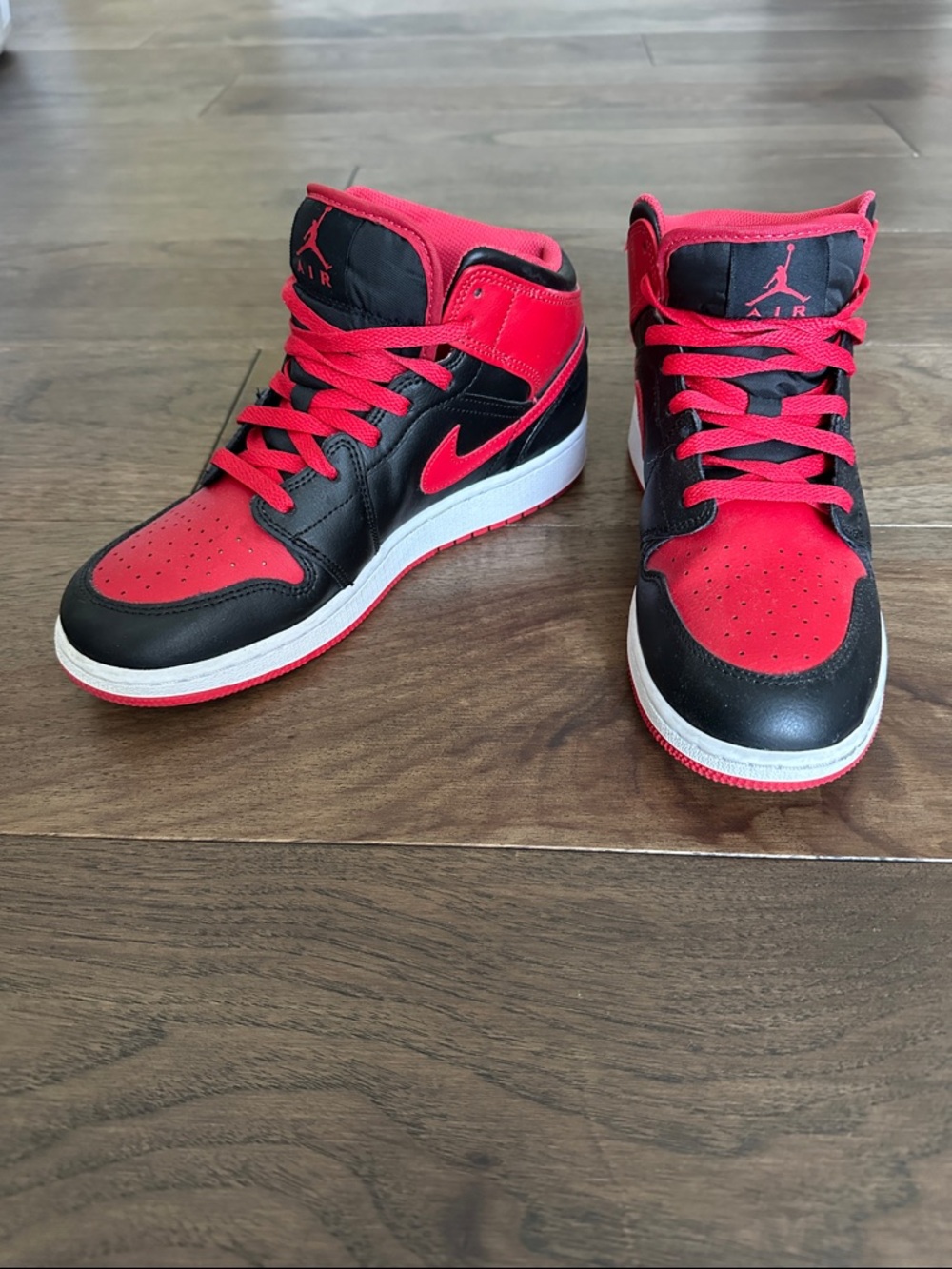 Nike Air Jordan 1 Mid, Black and Red High-Top